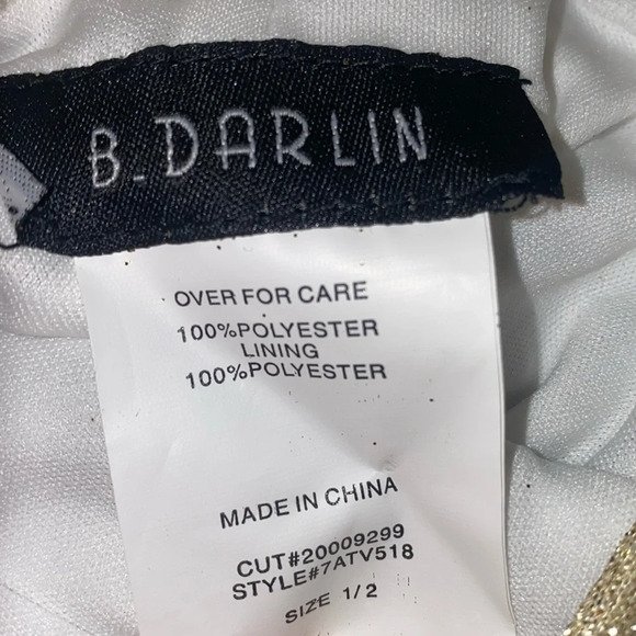 B Darlin Gold Glitter-Knit Maxi Gown with Mesh Back Size 1/2 - Picture 6 of 6